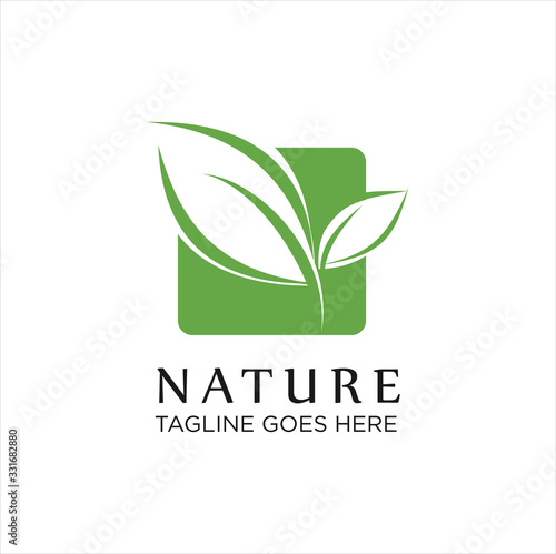  nature leaf green logo icon, Abstract green leaf logo icon vector design. Landscape design, garden, Plant, nature and ecology vector logo.
