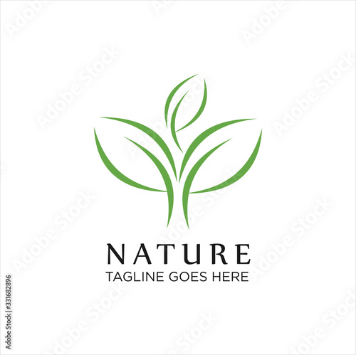  nature leaf green logo icon, Abstract green leaf logo icon vector design. Landscape design, garden, Plant, nature and ecology vector logo.