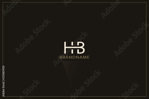 Letter HB Logo. Creative Linear Monogram with Inscription. Luxury Sign in Minimalist Style. Design Template for Business Card, Company Name, Label, Initials. Graceful Symbol. Vector illustration