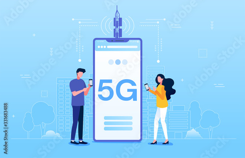5G wireless network technology concept. Vector illustration