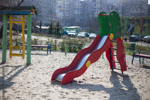 Children's playground in the yard in Kiev in Ukraine