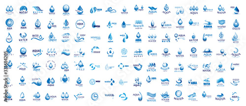 Water Splash Vector And Drop Logo Set - Isolated On White. Vector Collection Of Flat Water Splash and Drop Logo. Icons For Droplet  Water Wave  Rain  Raindrop  Company Logo And Bubble Design