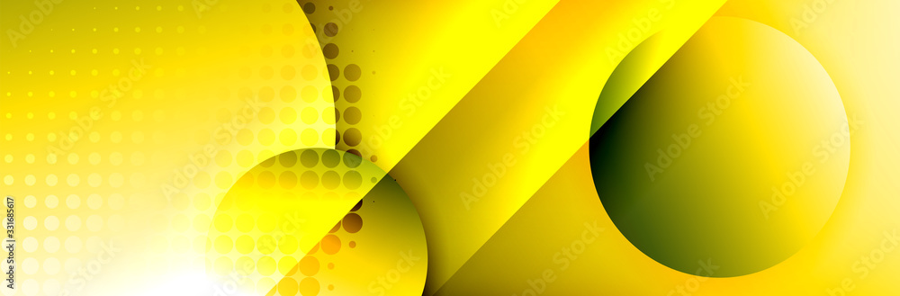Dynamic trendy geometrical abstract background. Circles, round shapes 3d shadow effects and fluid gradients. Modern overlapping round forms Dynamic trendy geometrical abstract background. Circles, round shapes 3d shadow effects and fluid gradients. Modern overlapping round forms