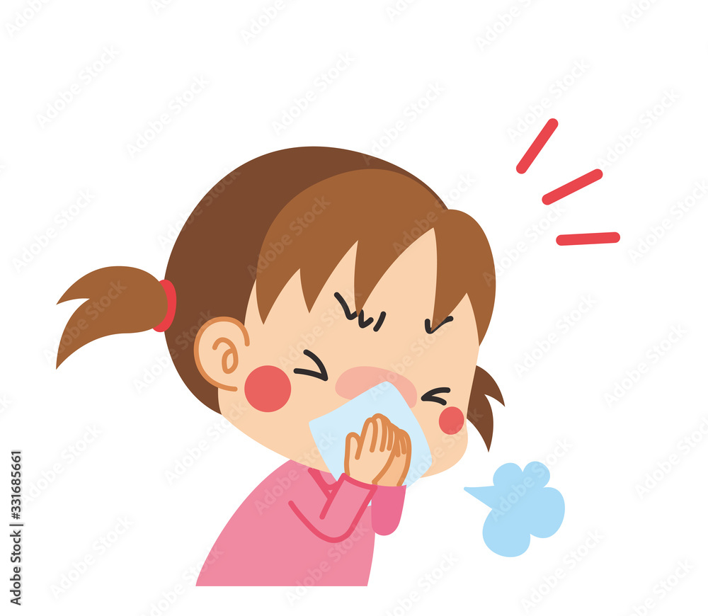 ハンカチで口を覆って咳をする小さな女の子 Stock Vector Adobe Stock ハンカチで口を覆って咳をする小さな女の子 Stock Vector Adobe Stock