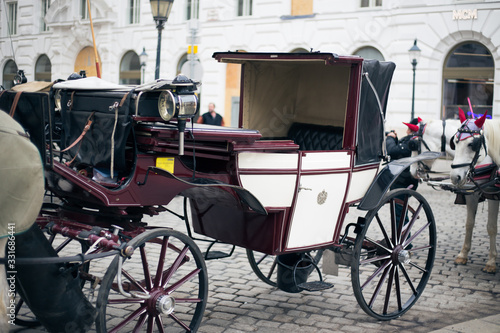 Old carriage on a street in europe