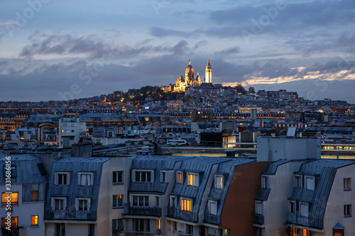 Photography Basilica of the Sacred Heart on Montmartre. Twilight in Paris.