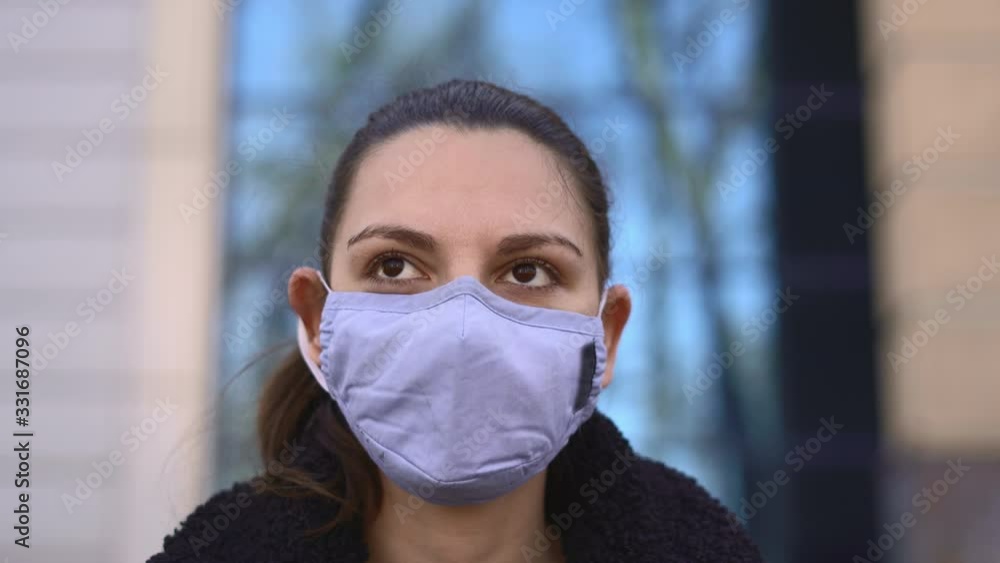 Portrait of caucasian woman in protection mask. Covid-19 pandemic. Portrait of caucasian woman in protection mask. Covid-19 pandemic.