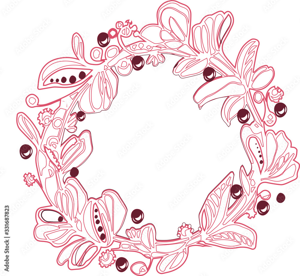 Pink colors hand drawing floral frame made in vector illustration decoration art wedding nature floral flower frame element romantic card ornate texture artistic summer border pattern design paper