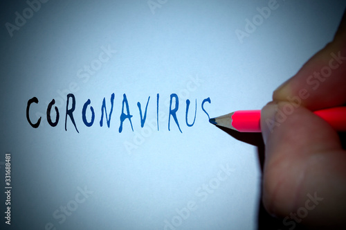 Lettering on paper "Coronavirus"