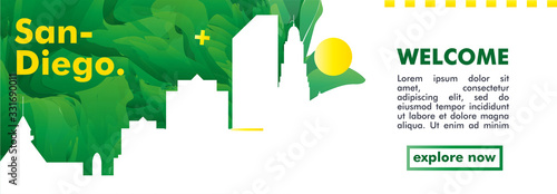 USA United States of America San Diego skyline city gradient vector banner