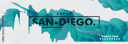 USA United States of America San Diego skyline city gradient vector banner