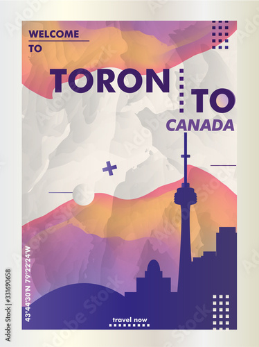 Canada Toronto skyline city gradient vector poster