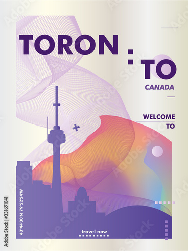 Canada Toronto skyline city gradient vector poster