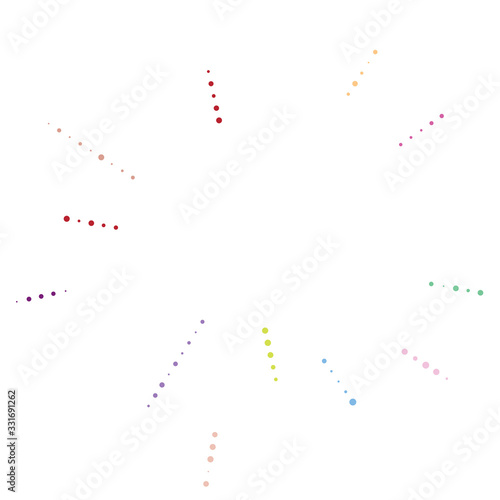 Random dots, circles abstract. Speckles, dotted radial, radiating, circular geometric illustration. Polka-dots, pointillist, pointillism design element