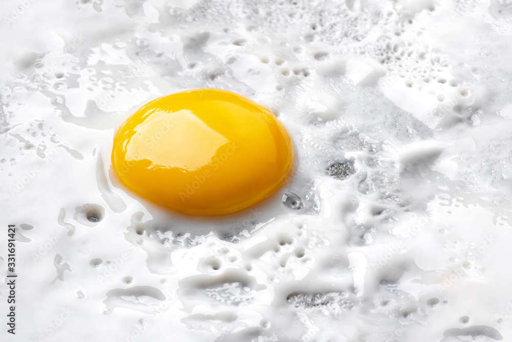 Macro photo background of close-up fried egg
