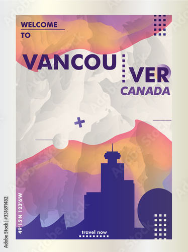 Canada Vancouver skyline city gradient vector poster