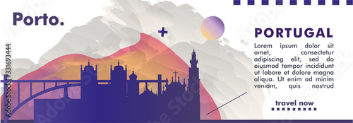 Portugal Porto skyline city gradient vector banner