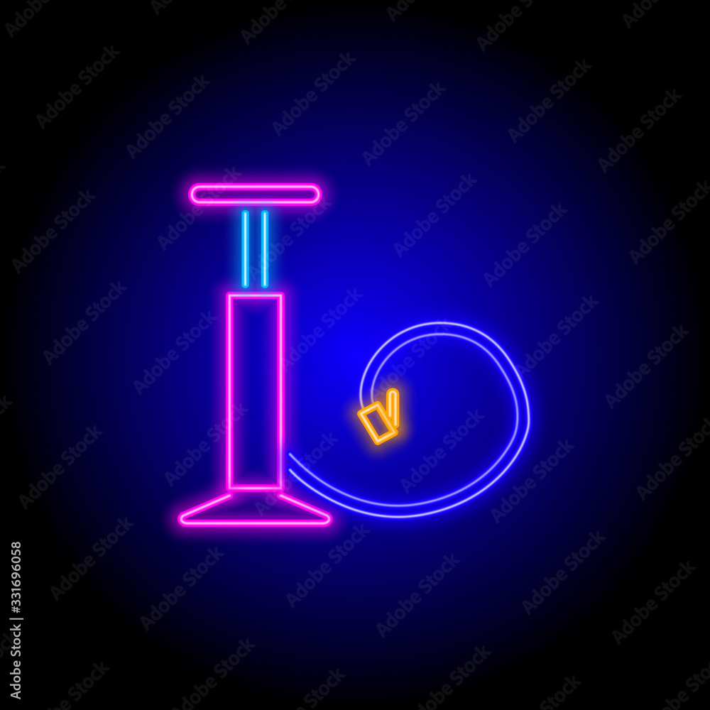 vector neon flat icon of car wheel hand pump vector neon flat icon of car wheel hand pump