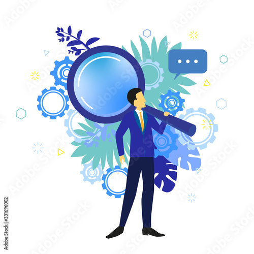 HR worker man with magnifying glass
