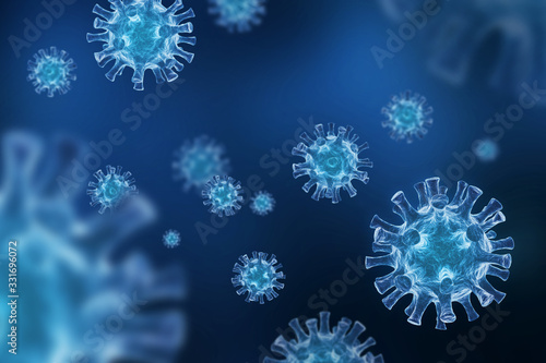 Coronavirus COVID-19 - Arrière-plan de virus flottant - Virologie et Microbiologie 3D photo