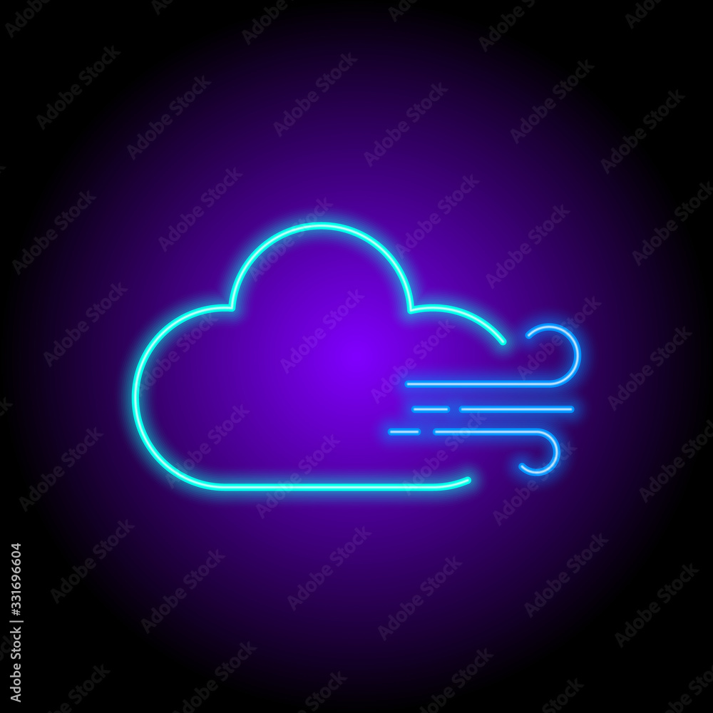 vector neon flat design icon of weather season symbol like cloud and wind illustration vector neon flat design icon of weather season symbol like cloud and wind illustration