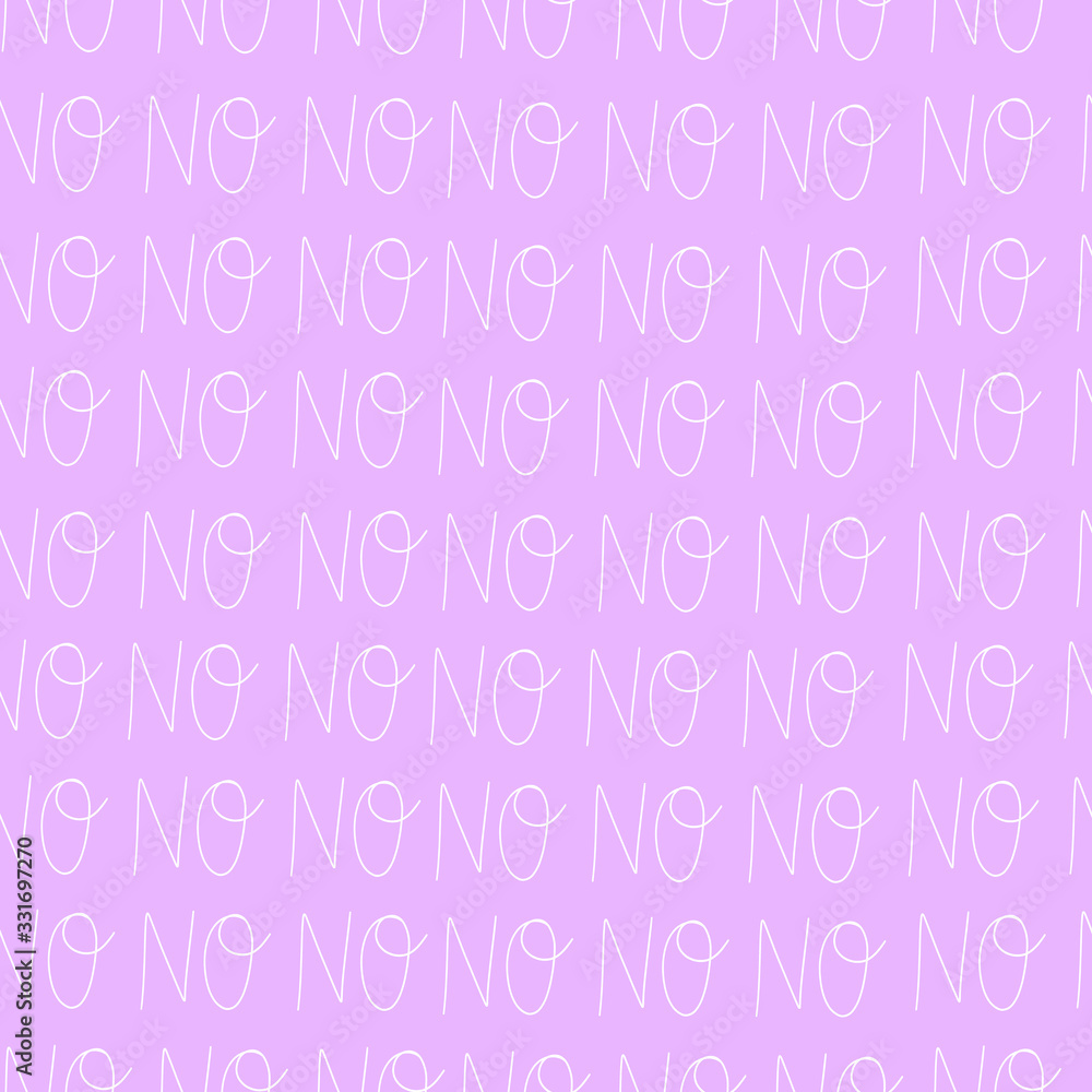 Fun seamless pattern with endless No hand drawn lettering word on purple background. Cute vector endless design for wrapping paper, textile, wallpaper, coverage, cloth print and other. Fun seamless pattern with endless No hand drawn lettering word on purple background. Cute vector endless design for wrapping paper, textile, wallpaper, coverage, cloth print and other.