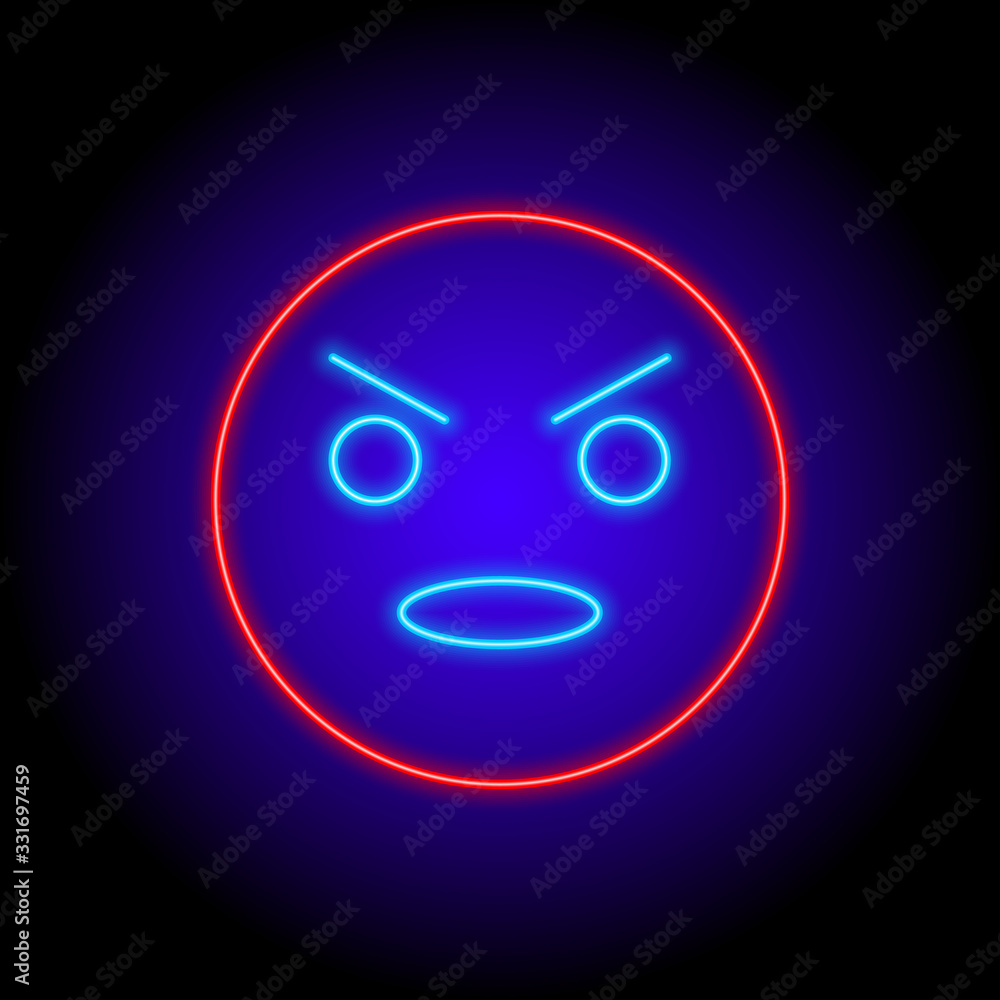 Fototapeta premium vector neon flat design icon of face emoji character smile symbol