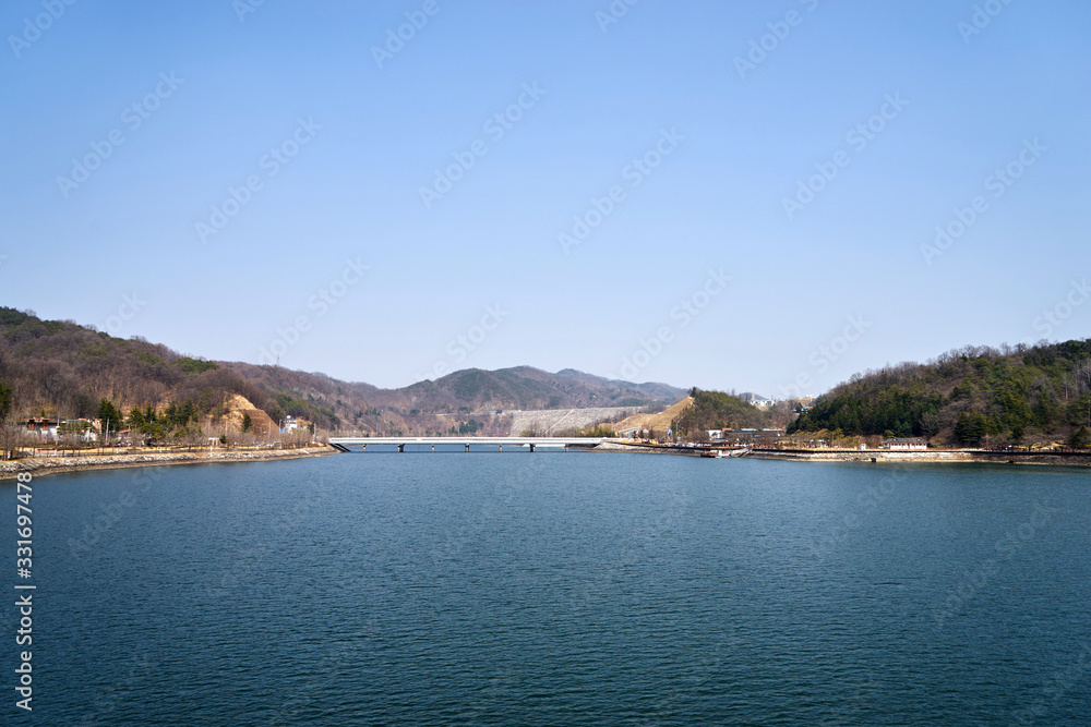 Nakdonggang River in Andong-si, South Korea.
