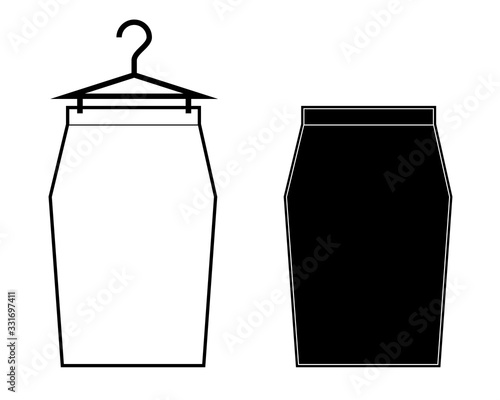 midi pencil skirt vector line icon, sign.