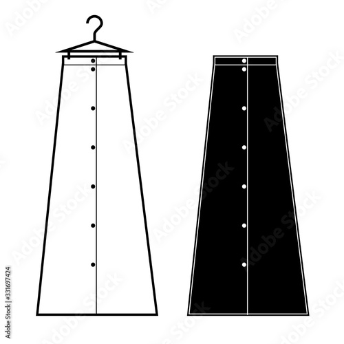 maxi skirt vector line icon, sign.