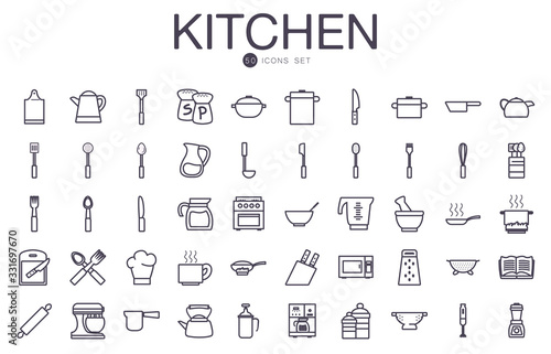 Isolated kitchen and cook gradient style icon set vector design