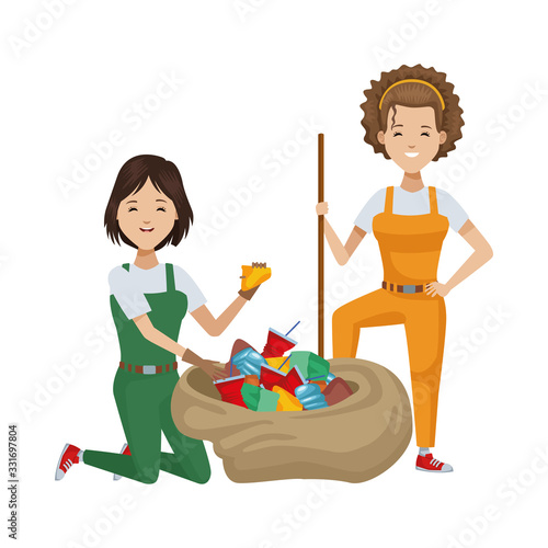 environmentalist women recycling avatars characters