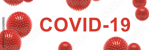 COVID-19. Coronavirus concept inscription typography design logo vector illustration on white background. World Health Organization WHO introduced new official name for Coronavirus disease named COVID photo