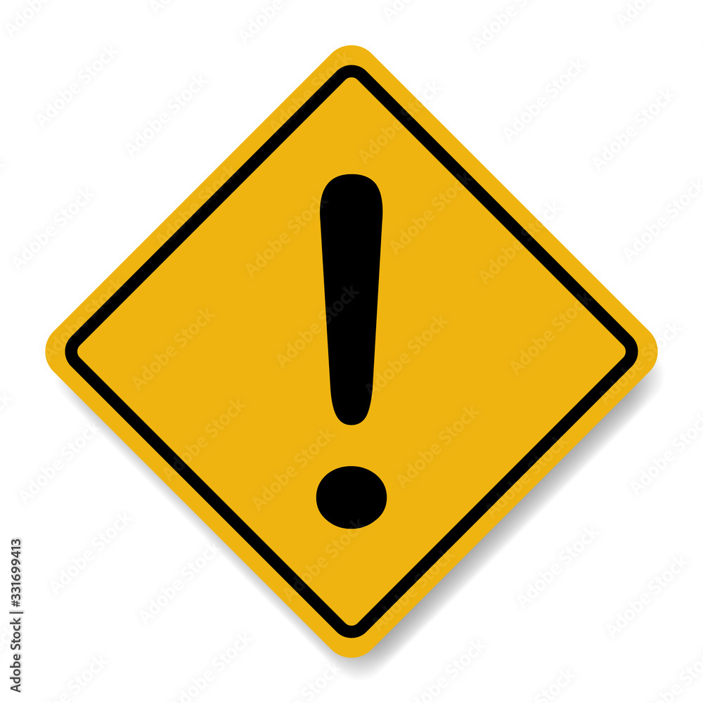 Yellow warning sign , danger , vector. Yellow warning sign , danger , vector.