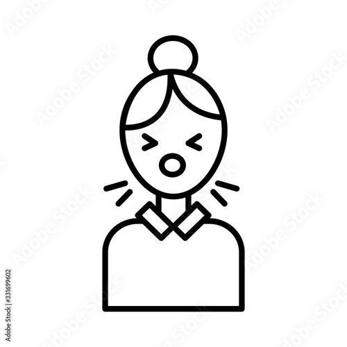 person coughing sick , line style icon vector illustration design