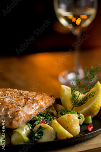 Salmon fillet with gratinat...