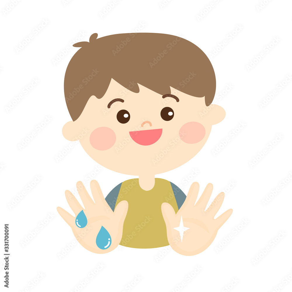 Cute Kids wash Hands Vector