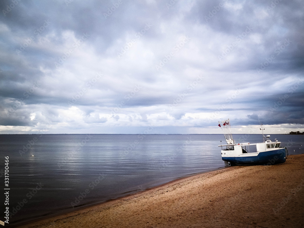 Fishing boat on Baltic Sea coast. Fishing boat on Baltic Sea coast.