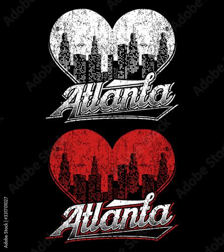 new design atlanta with heart skyline vector design