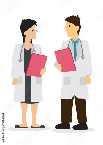 Doctor talking with his colleagues in a hospital. Concept of healthcare system or medical occupation.