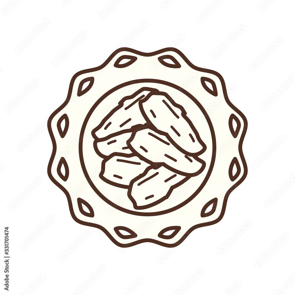 Obraz premium Ramadan dates bowl line style icon vector design
