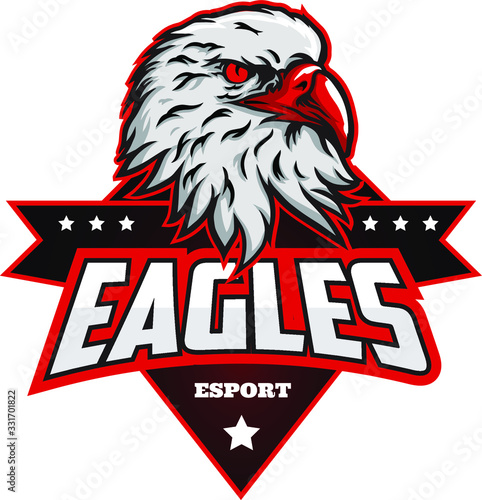 Eagle Mascot Esport Logo Design Vector with Modern Illustration Concept Style for Badge, Emblem and Tshirt Printing. Angry Eagles Logo for sport and esport team.