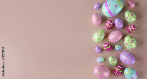 Easter composition on a color background - 3d rendering