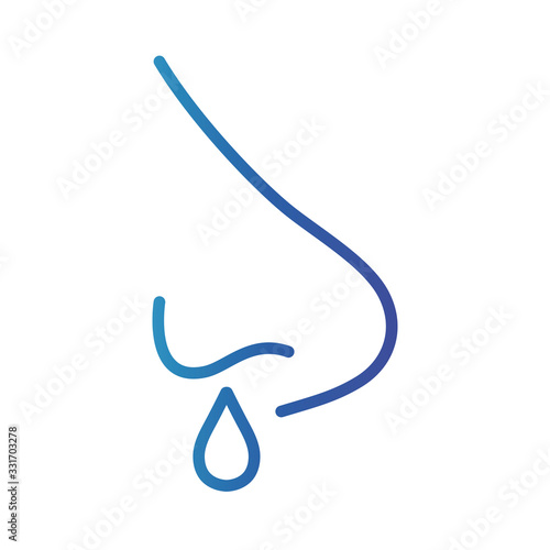 nose with flu, gradient line style icon vector illustration design