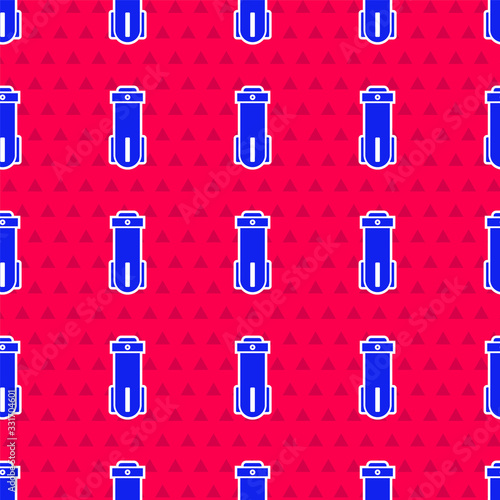 Blue Water filter icon isolated seamless pattern on red background. System for filtration of water. Reverse osmosis system. Vector Illustration