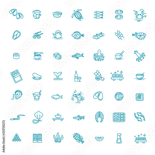 Simple Set of Sea Food Related Vector Line Icons