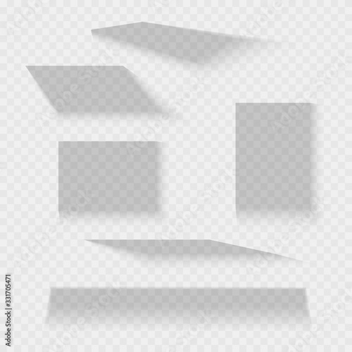 Transparent square shadow with soft edges. Set of vector elements for design.