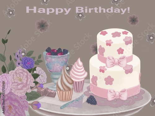 Wallpaper Mural wedding cake with flowers Torontodigital.ca