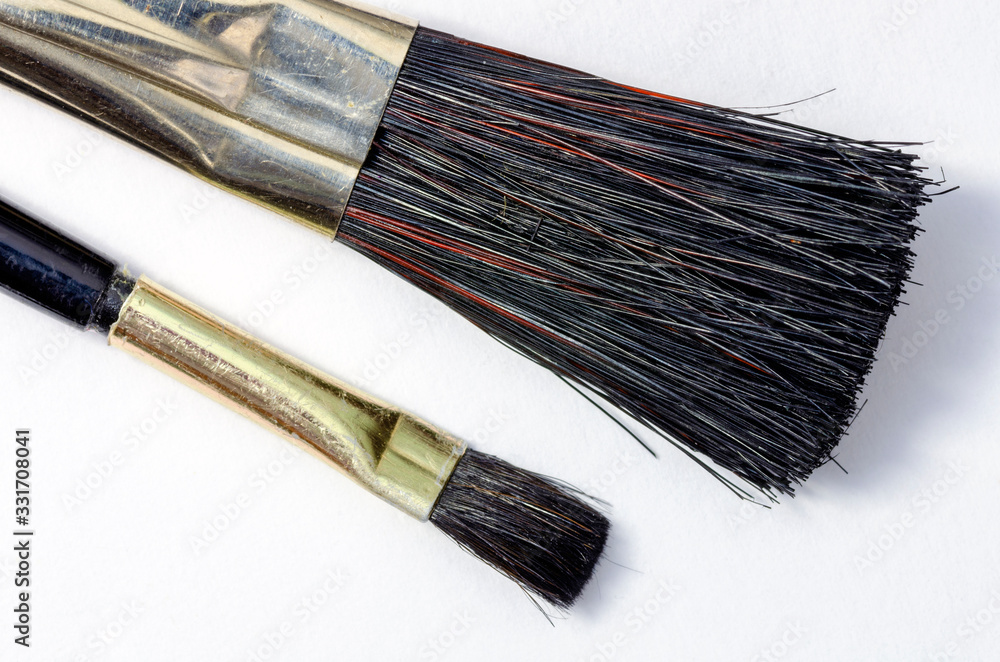 Fototapeta premium Two brushes with black hair
