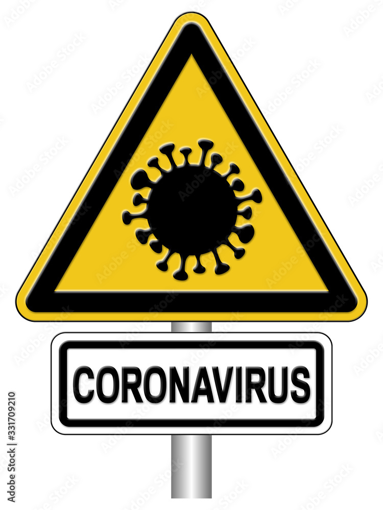Warnschild vor Coronavirus